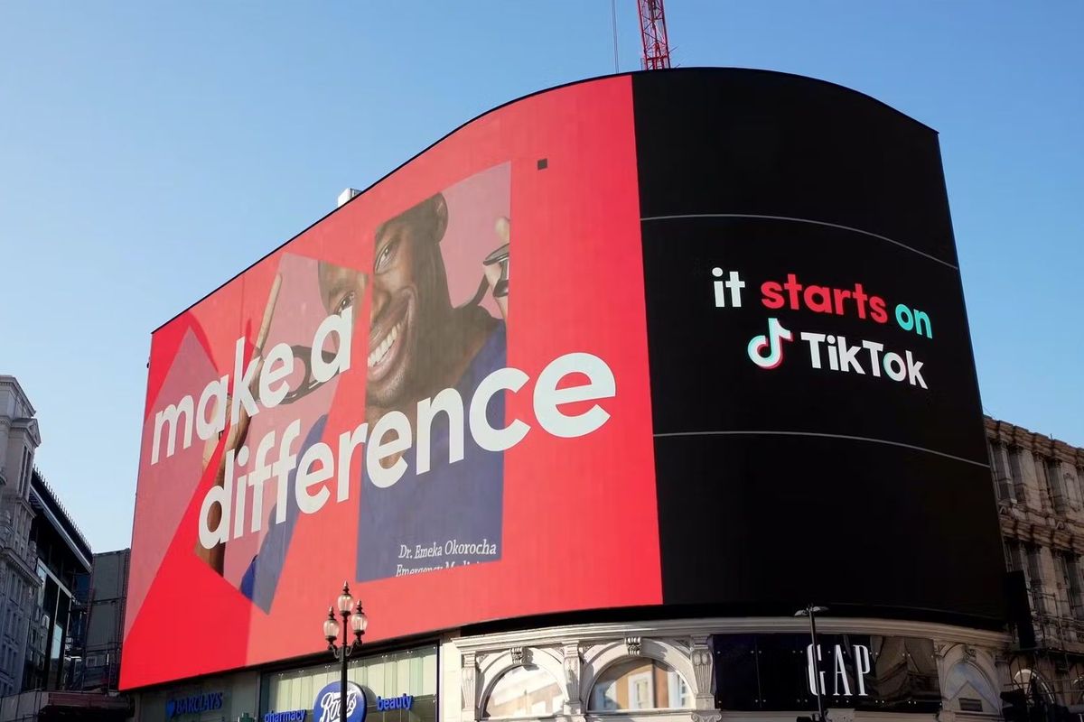 Billboard advertising "Make a Difference", with a call to action that it starts on TikTok
